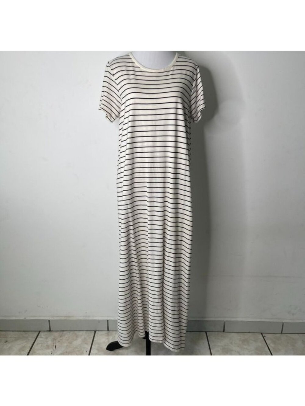 HATCH Collection Striped Maternity Maxi Dress Womens Size 1 US Small Black White